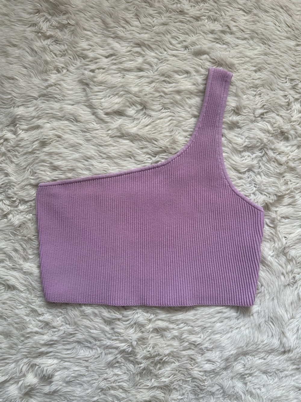 Aritzia Babaton Top Sculpt Knit One-Shoulder Cropped Tank Tight-fit Lilac Sz XL
